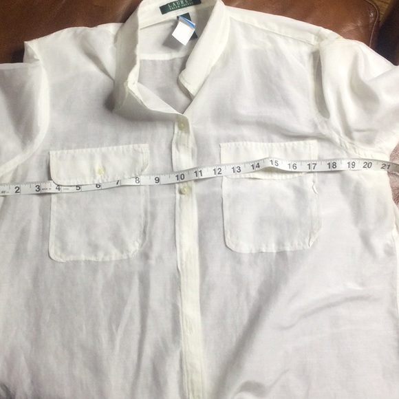 EUC RL Silk Blend White Button Down Shirt, L - Picture 8 of 8